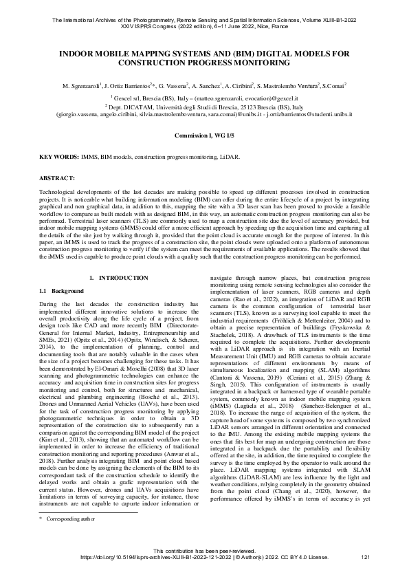 (PDF) Indoor Mobile Mapping Systems and (Bim) Digital Models for ...