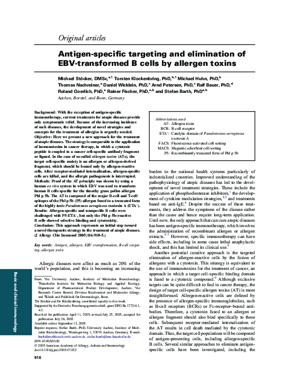 (PDF) Antigen-specific targeting and elimination of EBV-transformed B ...