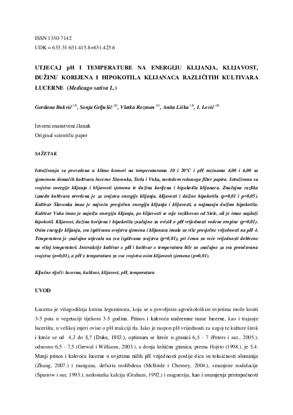(PDF) INFLUENCE OF pH AND TEMPERATURE ON GERMINATION ENERGY ...