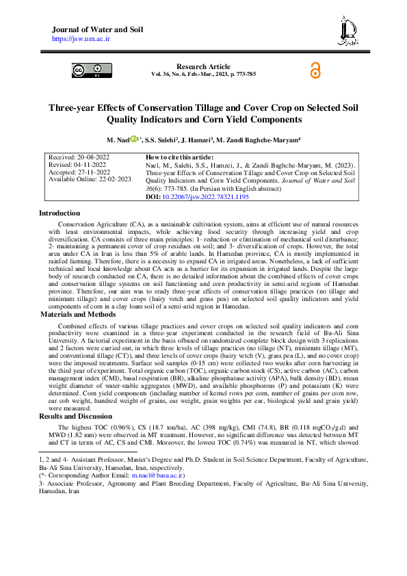 (PDF) Three-year Effects of Conservation Tillage and Cover Crop on ...