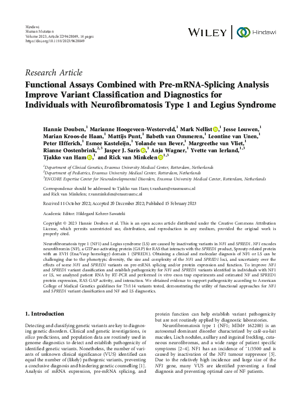 (PDF) Functional assays combined with pre-mRNA splicing analysis ...