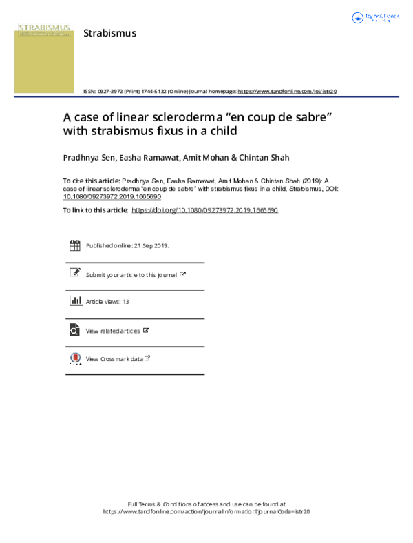 (PDF) A case of linear scleroderma “en coup de sabre” with strabismus ...