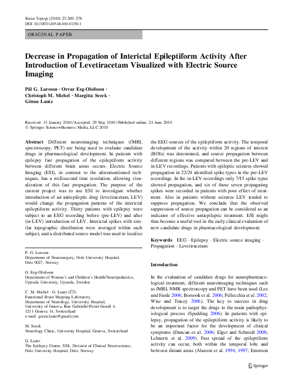(PDF) Decrease in Propagation of Interictal Epileptiform Activity After