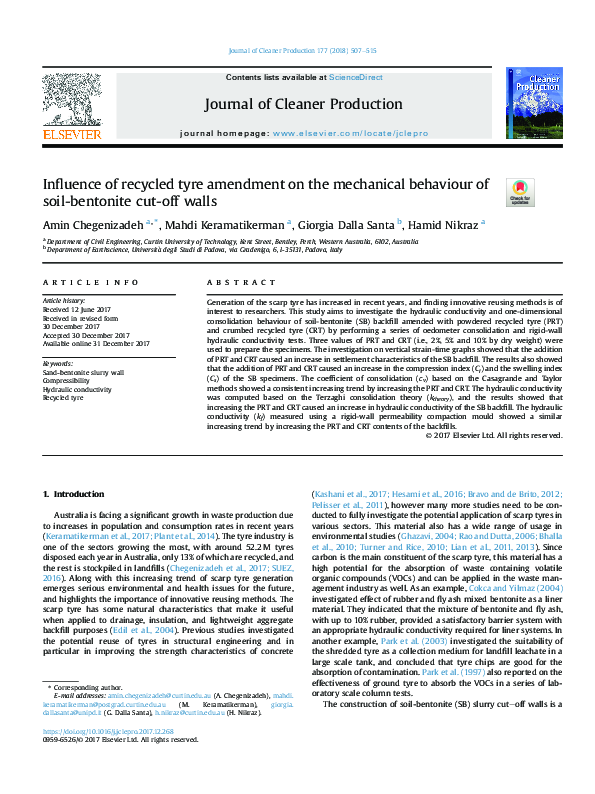 (PDF) Influence of recycled tyre amendment on the mechanical behaviour ...