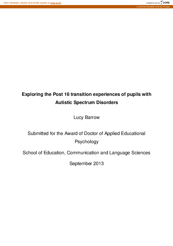 (PDF) Exploring the post 16 transition experiences of pupils with ...