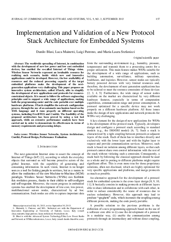 (PDF) Implementation and Validation of a New Protocol Stack ...