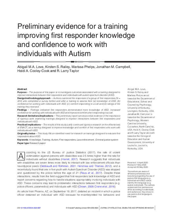 (PDF) Preliminary evidence for a training improving first responder ...