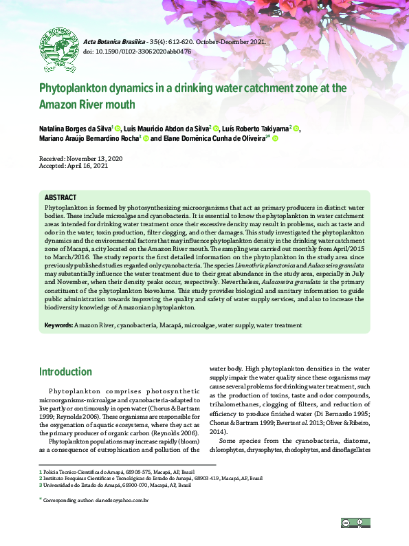 (PDF) Phytoplankton dynamics in a drinking water catchment zone at the ...