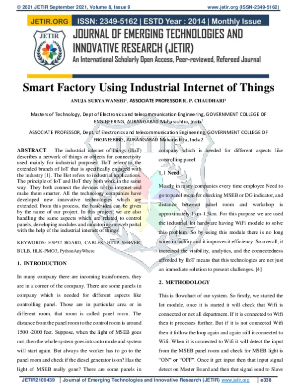 (PDF) Smart Factory Using Industrial Internet of Things