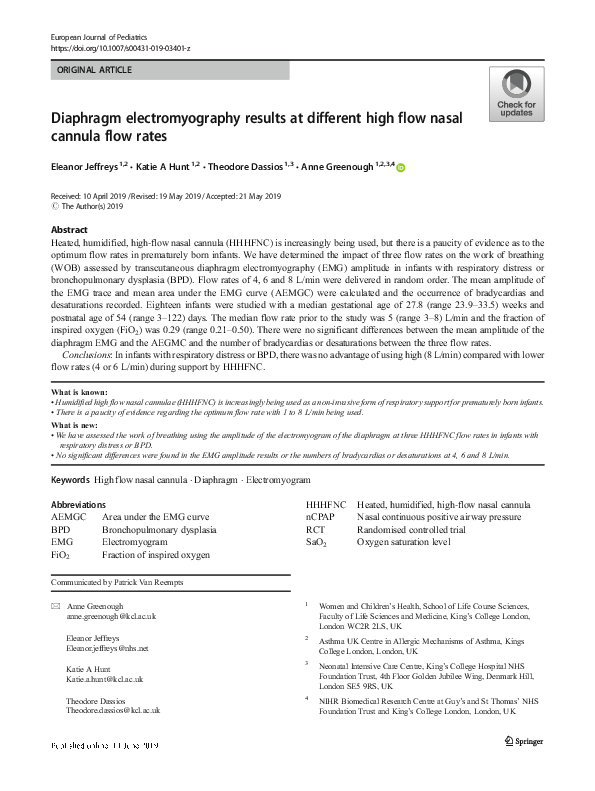 (PDF) Diaphragm electromyography results at different high flow nasal ...
