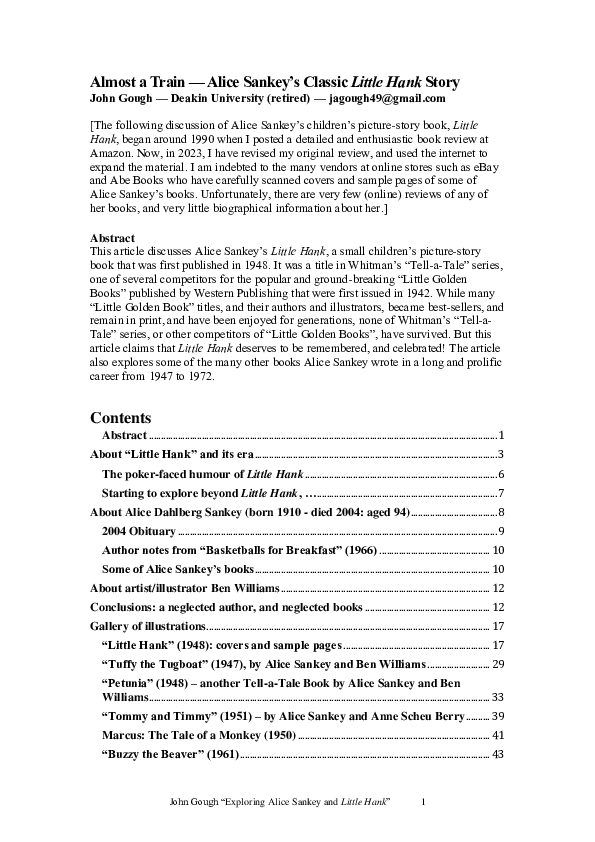 (PDF) Almost a Train Alice Sankey's Classic Little Hank Story John