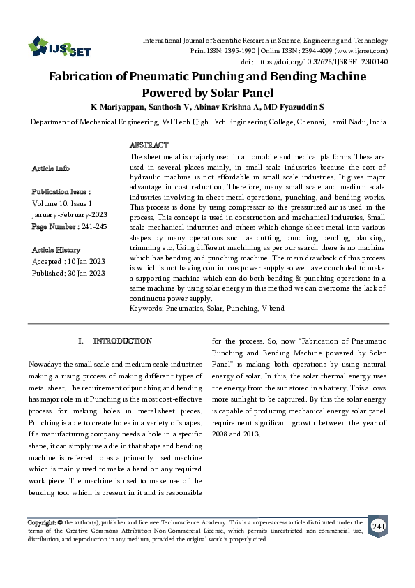 (PDF) Fabrication of Pneumatic Punching and Bending Machine Powered by ...