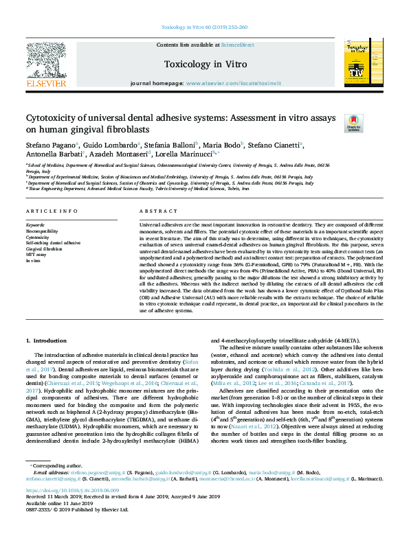 (PDF) Cytotoxicity of universal dental adhesive systems: Assessment in ...