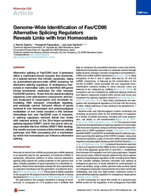 (PDF) Genome-wide identification of Fas/CD95 alternative splicing ...