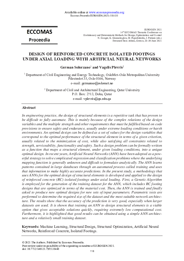 (PDF) Design of Reinforced Concrete Isolated Footings Under Axial ...