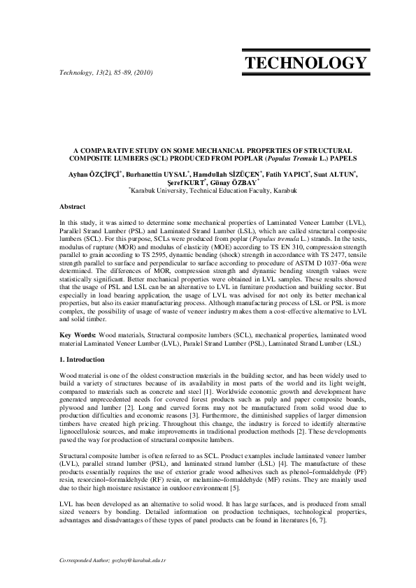 (PDF) A COMPARATIVE STUDY ON SOME MECHANICAL PROPERTIES OF STRUCTURAL ...