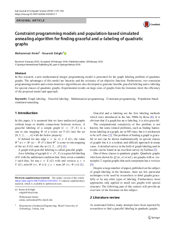 (PDF) Constraint programming models and population-based simulated ...