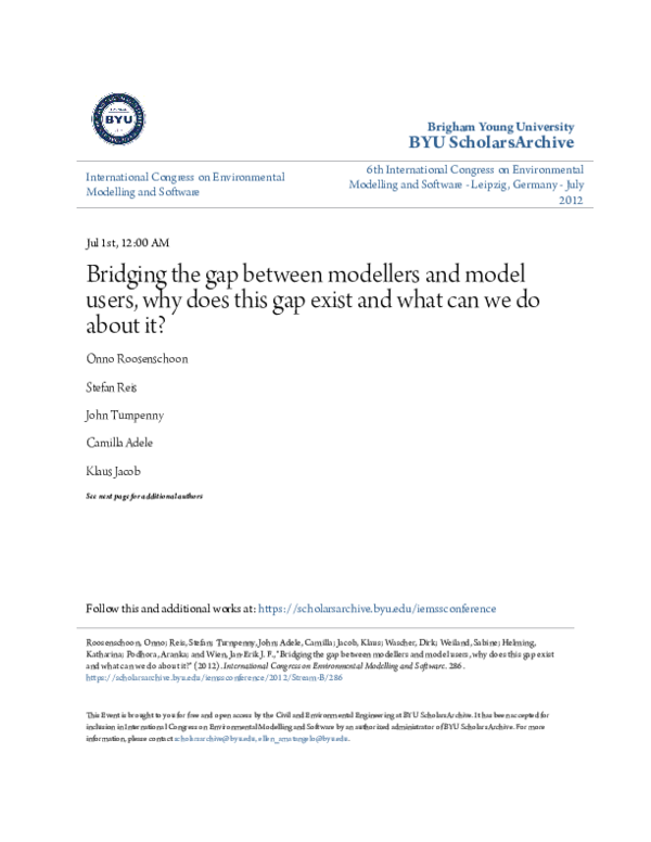 (PDF) Bridging the gap between modellers and model users, why does this ...