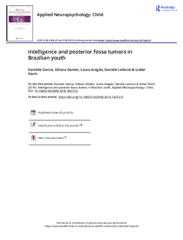 (PDF) Intelligence and posterior fossa tumors in Brazilian youth
