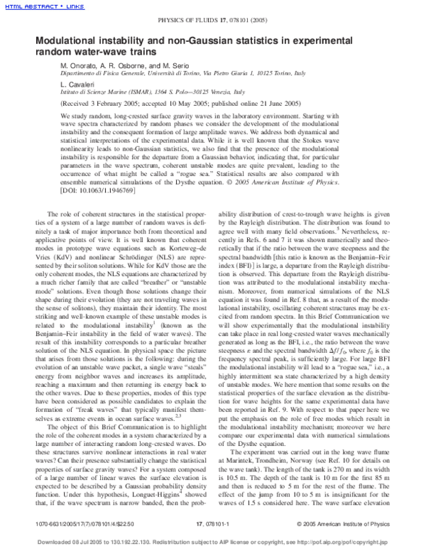 (PDF) Modulational instability and non-Gaussian statistics in ...