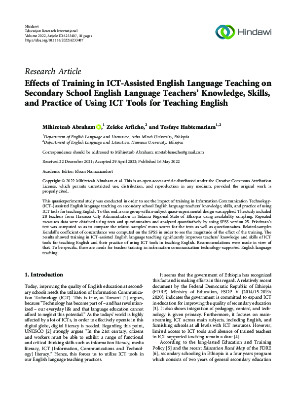 (PDF) Effects of Training in ICT-Assisted English Language Teaching on ...