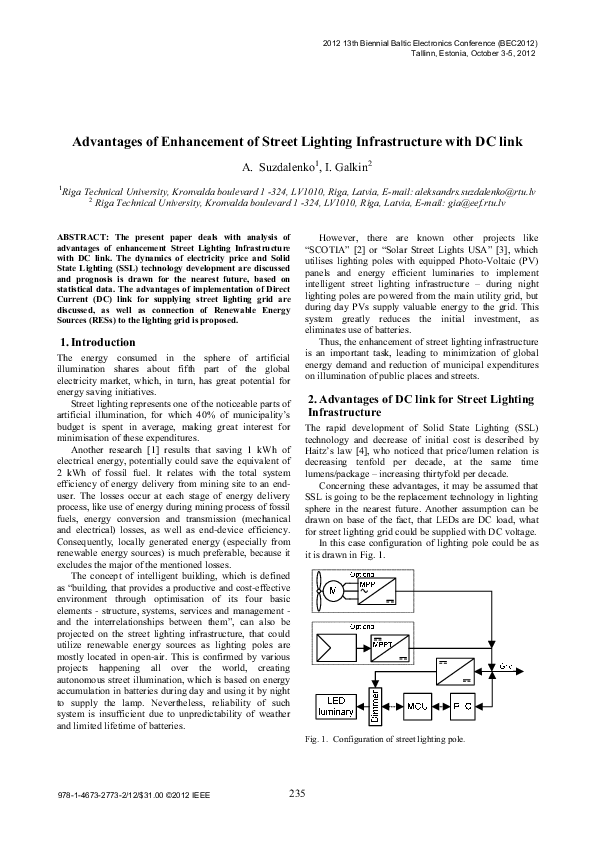 (PDF) Advantages of enhancement of Street Lighting Infrastructure with ...