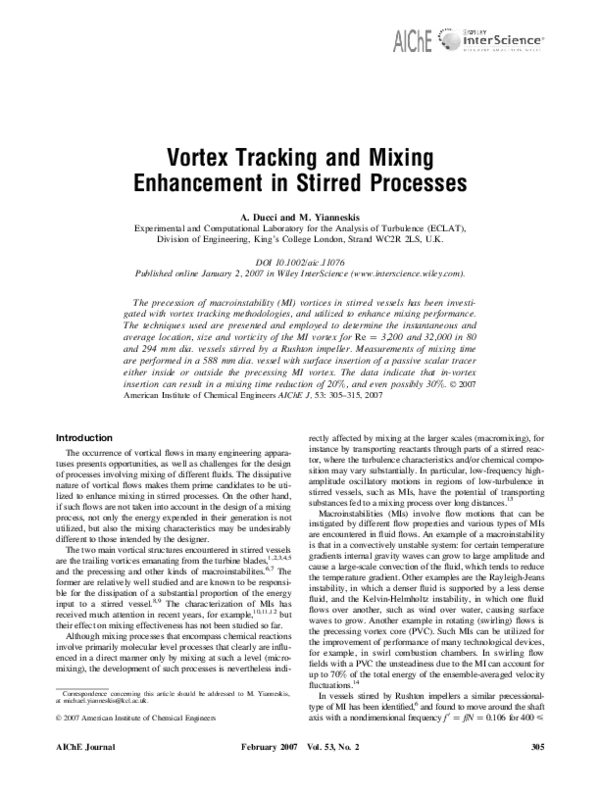 (PDF) Vortex tracking and mixing enhancement in stirred processes
