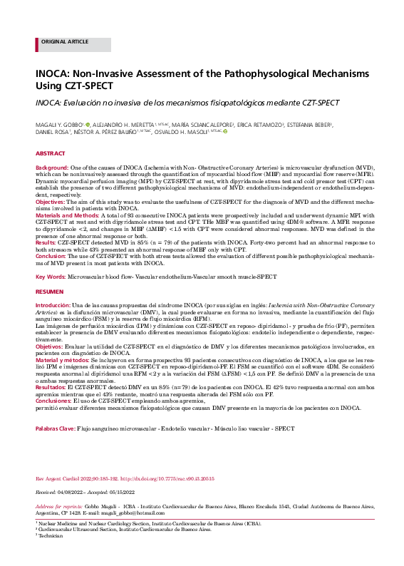 (PDF) INOCA: Non-Invasive Assessment of the Pathophysological ...