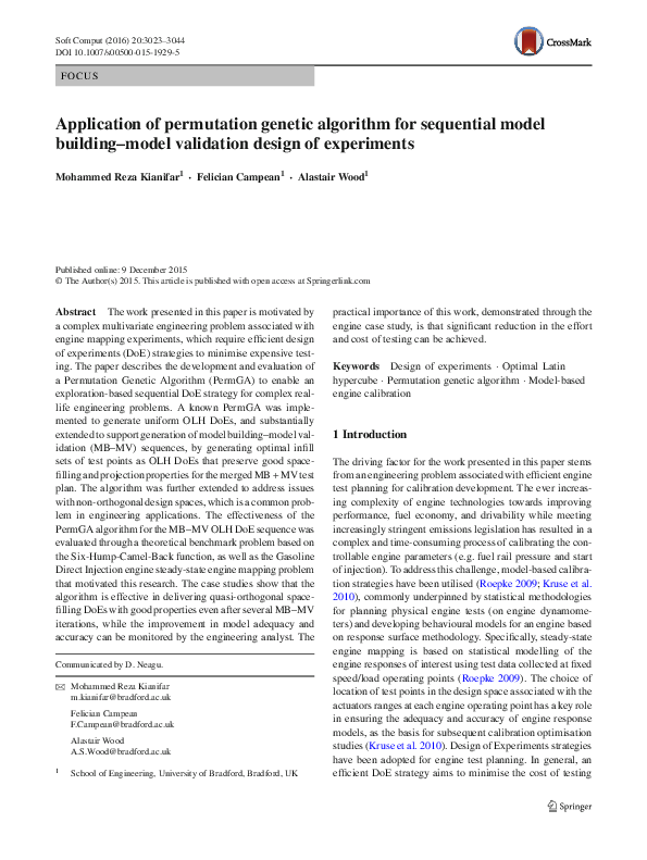 (PDF) Application of permutation genetic algorithm for sequential model ...