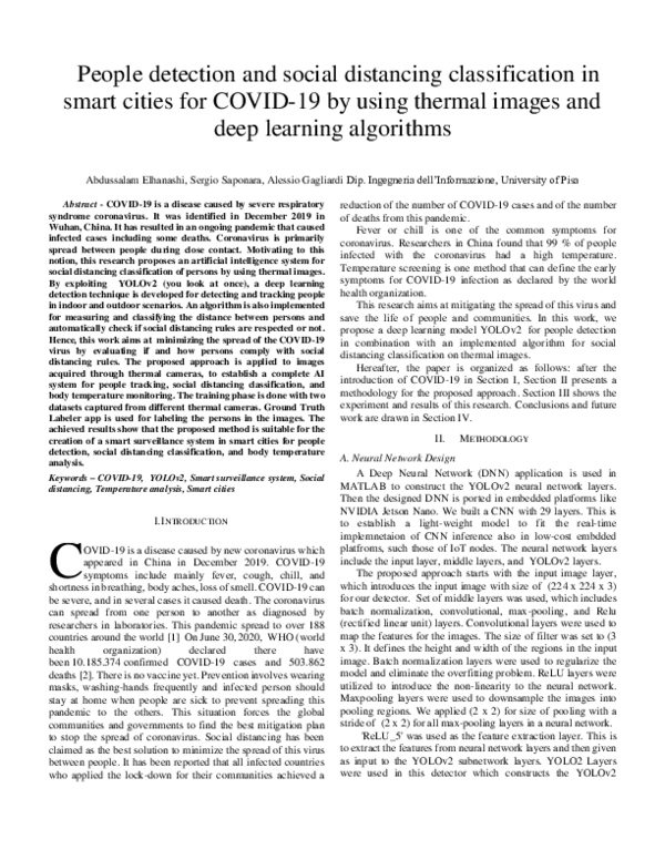 (PDF) People detection and social distancing classification in smart ...