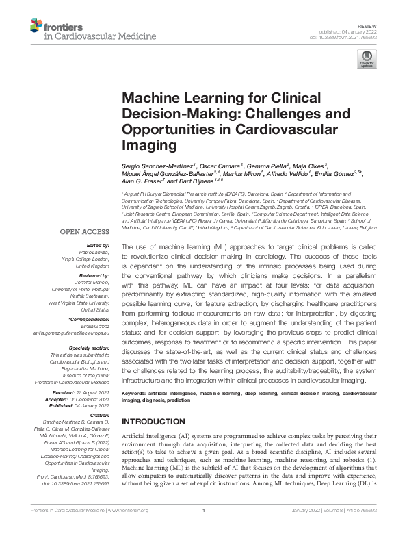 (PDF) Machine Learning for Clinical Decision-Making: Challenges and ...