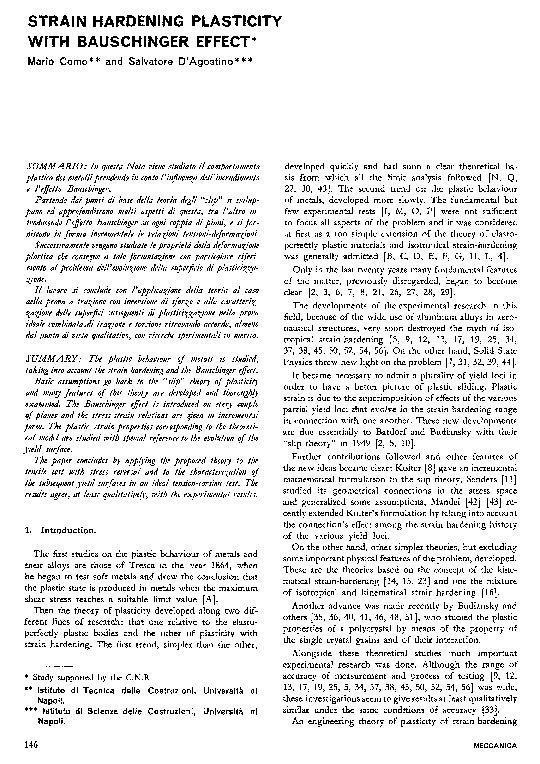 (PDF) Strain hardening plasticity with bauschinger effect