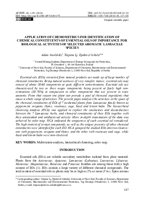 (PDF) Application of chemometrics for identification of chemical ...