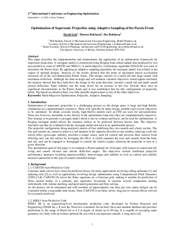 (PDF) Optimisation of Supersonic Projectiles using Adaptive Sampling of ...