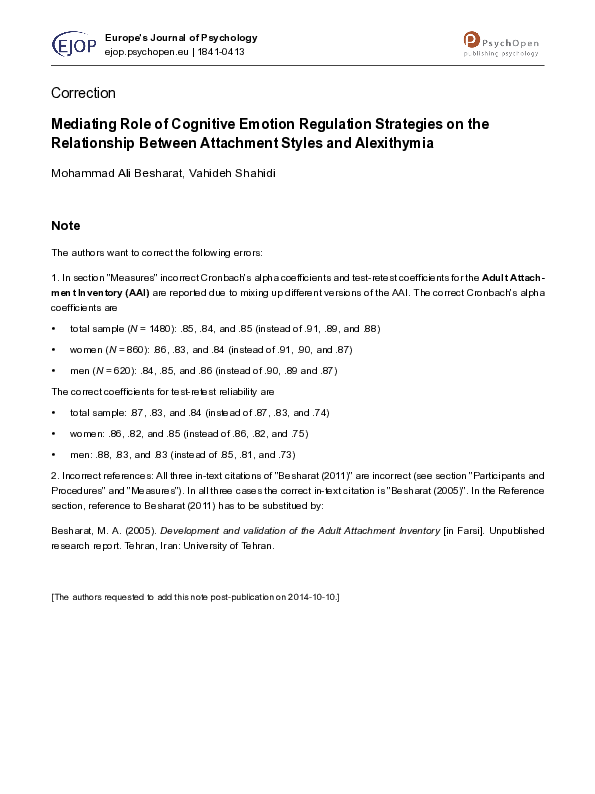 (PDF) Mediating Role of Cognitive Emotion Regulation Strategies on the ...