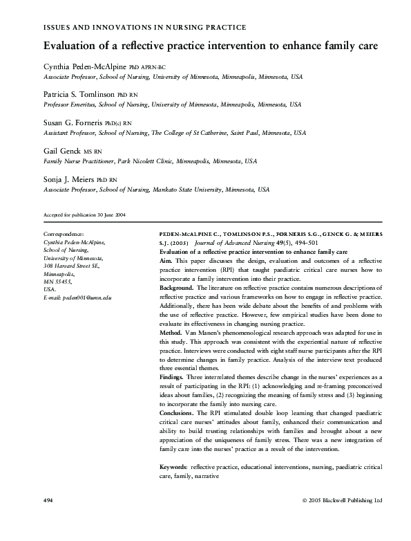 (PDF) Evaluation of a reflective practice intervention to enhance ...