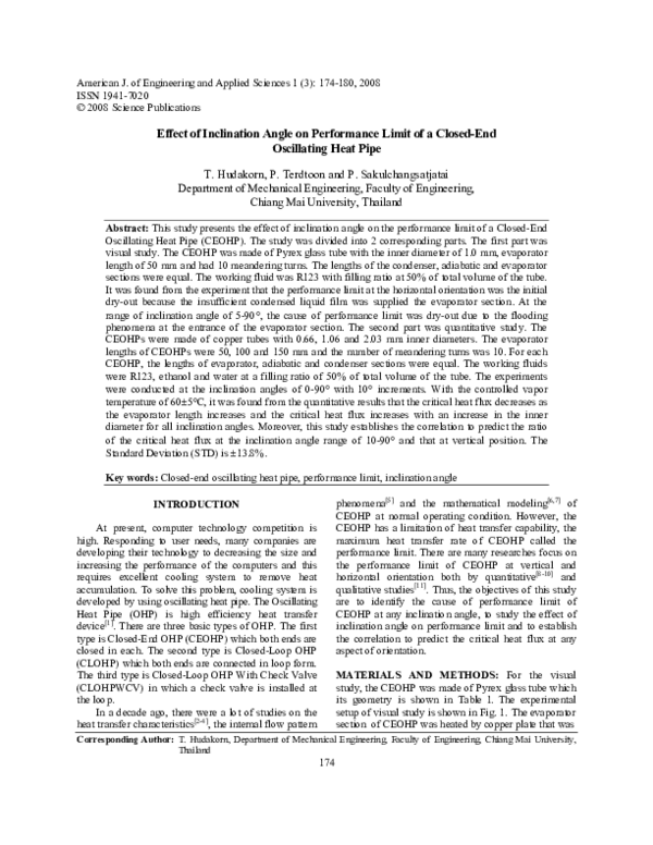 (PDF) Effect of Inclination Angle on Performance Limit of a Closed-End ...