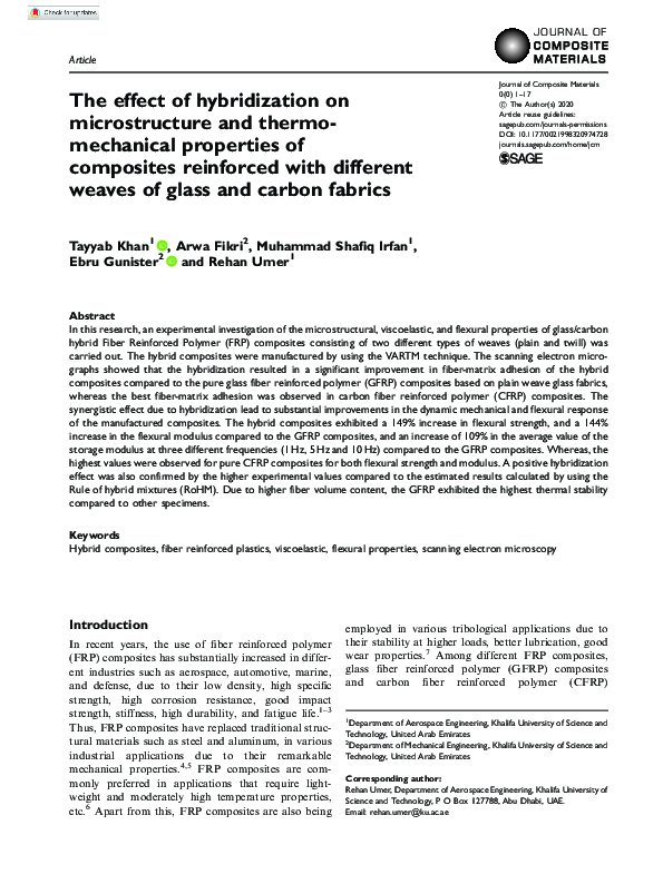 (PDF) The effect of hybridization on microstructure and thermo ...