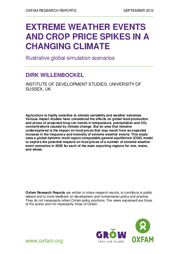 (PDF) Extreme Weather Events and Crop Price Spikes in a Changing Climate