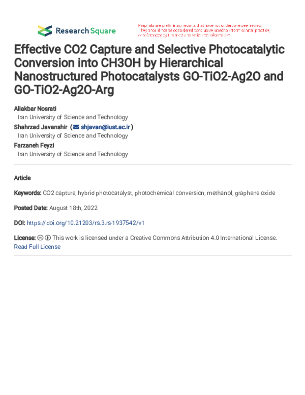 (PDF) Effective CO2 Capture and Selective Photocatalytic Conversion ...