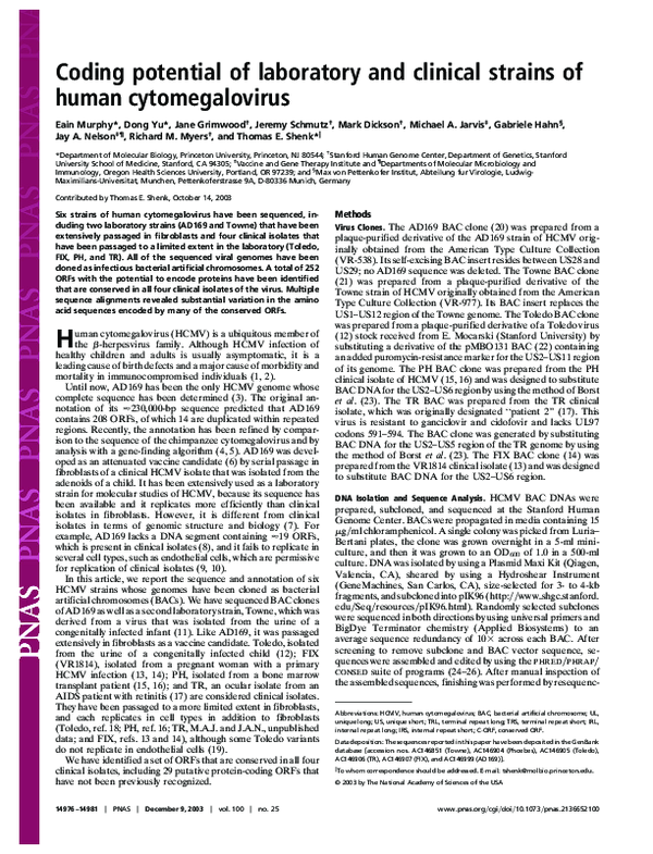 (PDF) Comparative Coding Potential of HCMV Strains