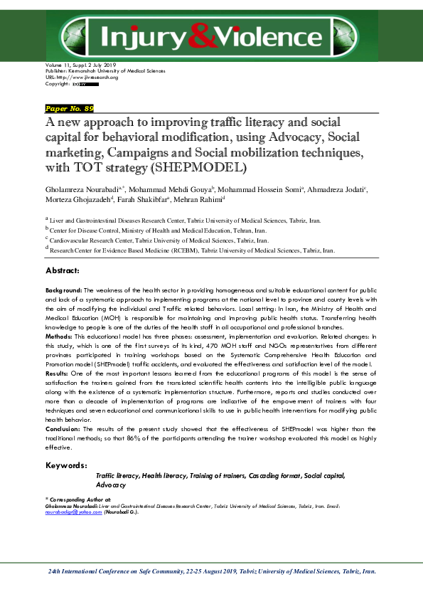 (PDF) A new approach to improving Traffic literacy and social capital ...