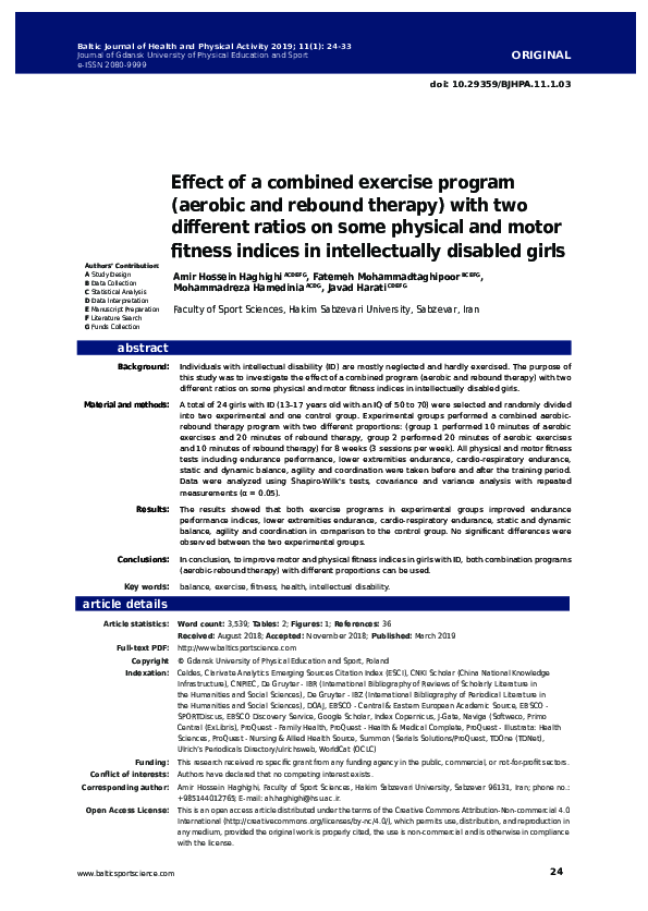 (PDF) Effect of a combined exercise program (aerobic and rebound ...