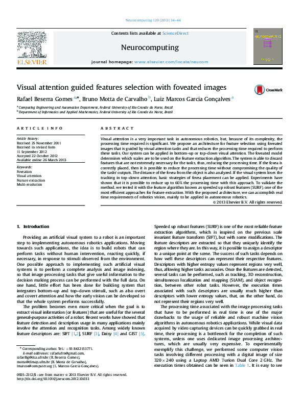 (PDF) Visual attention guided features selection with foveated images