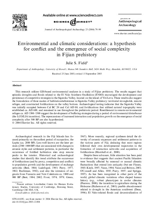 (PDF) Environmental and climatic considerations: a hypothesis for ...