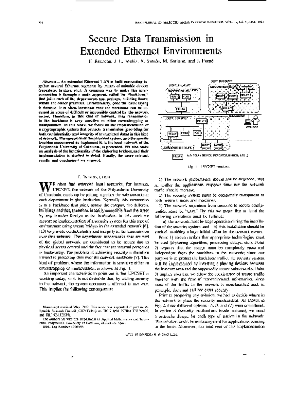 (PDF) Secure data transmission in extended Ethernet environments