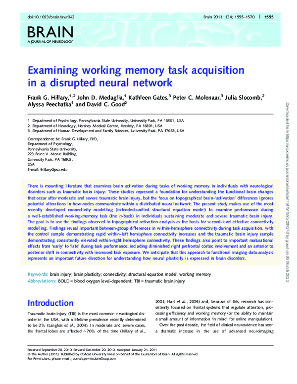 (PDF) Examining working memory task acquisition in a disrupted neural ...