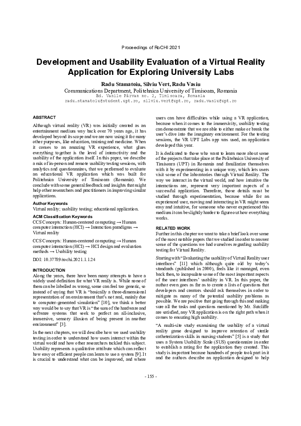 (PDF) Development and Usability Evaluation of a Virtual Reality ...