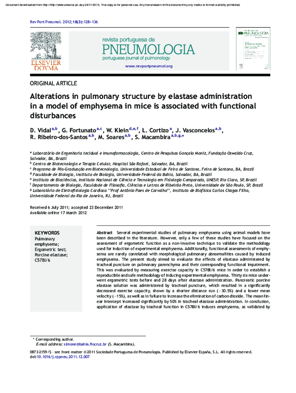 (PDF) Alterations in pulmonary structure by elastase administration in ...