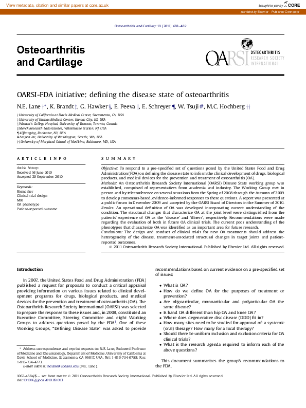 (PDF) OARSI-FDA initiative: defining the disease state of osteoarthritis